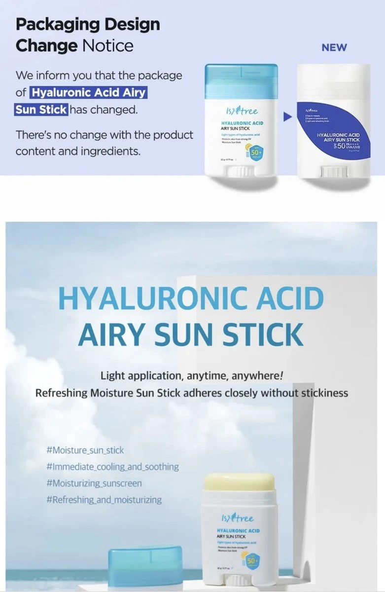 Isntree Hyaluronic Acid Airy Sun Stick SPF50+ PA++++ 22g 22g 4 Isntree Hyaluronic Acid Airy Sun Stick SPF50+ PA++++ 22g 22g - Afbeelding 2