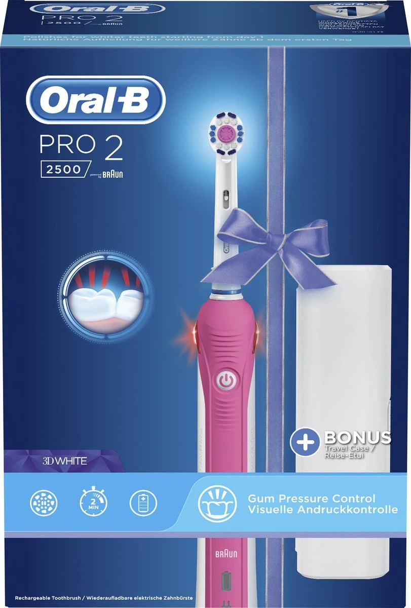 Oral B Oral-B PRO 2500 3D - Elektrische Tandenborstel - Roze 9 Oral B Oral-B PRO 2500 3D - Elektrische Tandenborstel - Roze - Afbeelding 7