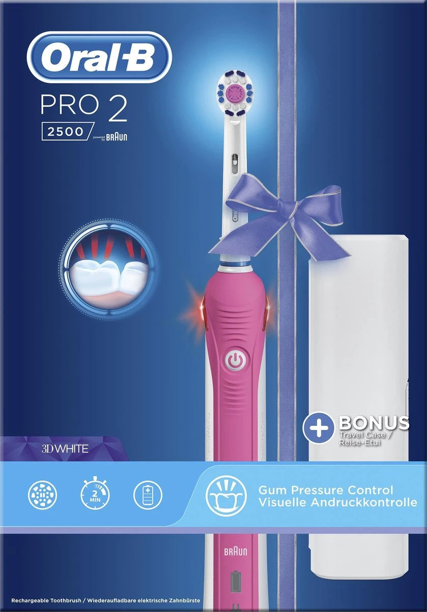 Oral B Oral-B PRO 2500 3D - Elektrische Tandenborstel - Roze 16 Oral B Oral-B PRO 2500 3D - Elektrische Tandenborstel - Roze - Afbeelding 14