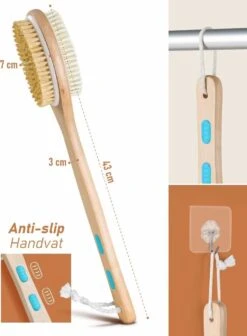 Fesio Lichaamsborstel Met Lange Steel - Dubbelzijdig - Dry Brushing Rugborstel/Badborstel/Doucheborstel/Huidborstel - 43 Cm -Verzorgingsproducten 882x1200