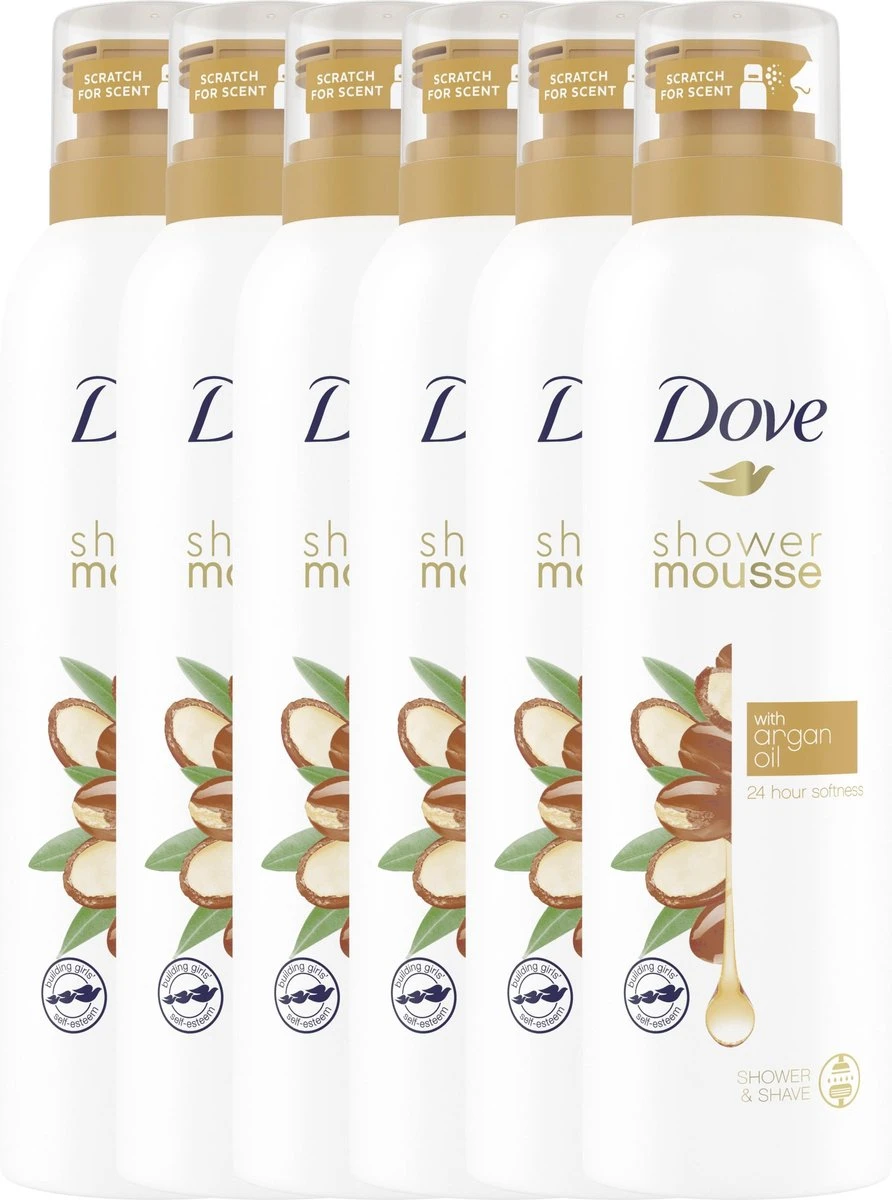 Dove Argan Oil Doucheschuim - 6 X 200ml - Voordeelverpakking 3 Dove Argan Oil Doucheschuim - 6 X 200ml - Voordeelverpakking