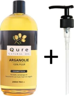 Arganolie 250ml + Pompje | Voor Haar, Huid En Gezicht |100% Puur & Onbewerkt | Moroccan Argan Oil