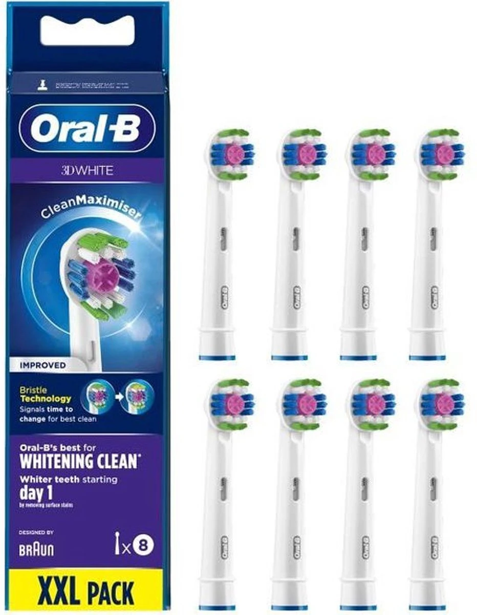 Oral B Oral-B 3D White - Met CleanMaximiser-technologie - Opzetborstels - 8 Stuks 14 Oral B Oral-B 3D White - Met CleanMaximiser-technologie - Opzetborstels - 8 Stuks - Afbeelding 12