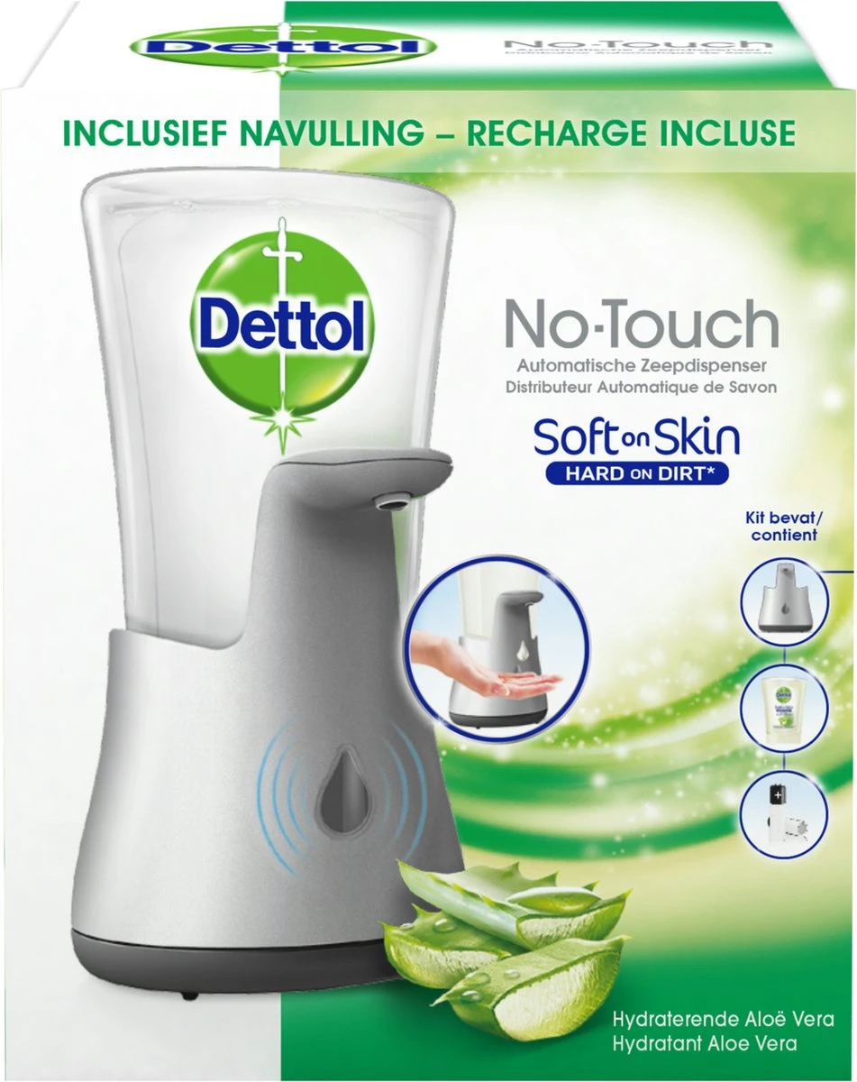 Dettol - Handzeep - Automatische Zeepdispenser - No Touch - Met Navulling Hydraterende Aloë Vera 250ml - Antibacterieel 3 Dettol - Handzeep - Automatische Zeepdispenser - No Touch - Met Navulling Hydraterende Aloë Vera 250ml - Antibacterieel
