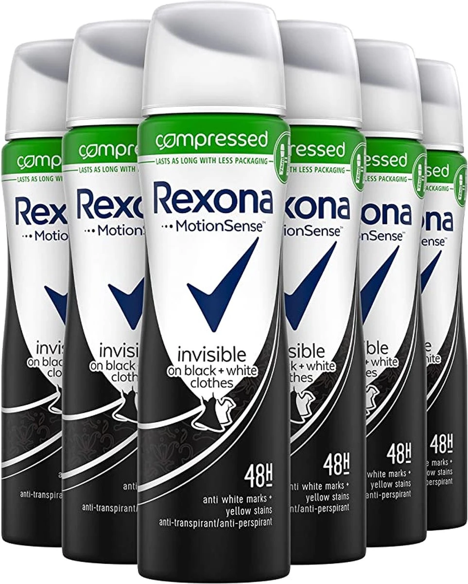 Rexona Women Invisible Diamond Compressed Deodorant Spray - 6 X 75 Ml - Voordeelverpakking 3 Rexona Women Invisible Diamond Compressed Deodorant Spray - 6 X 75 Ml - Voordeelverpakking