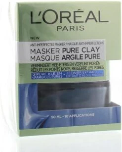 L'Oréal Paris Anti Imperfecties Pure Clay Gezichtsmasker - 50 Ml - Verminderd Mee-eters -Verzorgingsproducten 964x1200 1