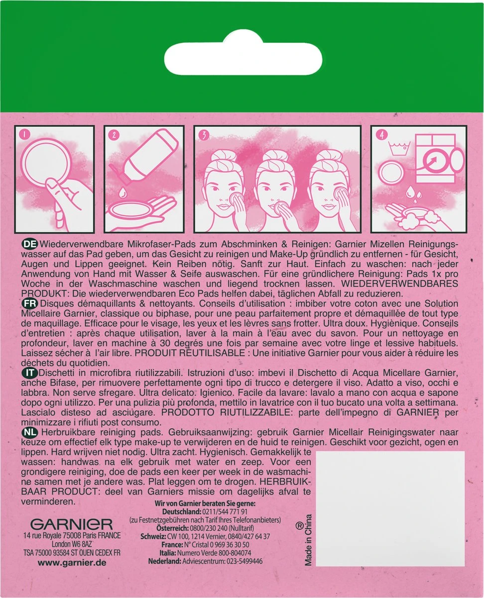 Garnier SkinActive Eco Pads - Herbruikbare Wattenschijfjes - 3 Stuks - Duurzame Gezichtsreiniging 12 Garnier SkinActive Eco Pads - Herbruikbare Wattenschijfjes - 3 Stuks - Duurzame Gezichtsreiniging - Afbeelding 10